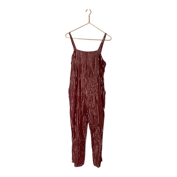 Show Me Your Mumu, Yvonne Metallic Red Stripe Metallic Overall Jumpsuit Size L - Picture 6 of 11